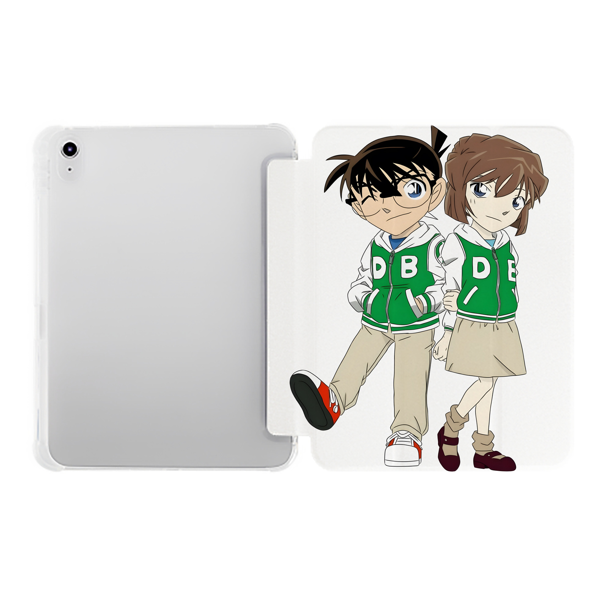 （画像用） 名探偵コナン 江戸川 コナン Detective Conan Conan Edogawa IPad ケース ペン収納付き 三つ折りスタンド PUレザー×シリコン 対応機種9.5/10.5/10.9インチ